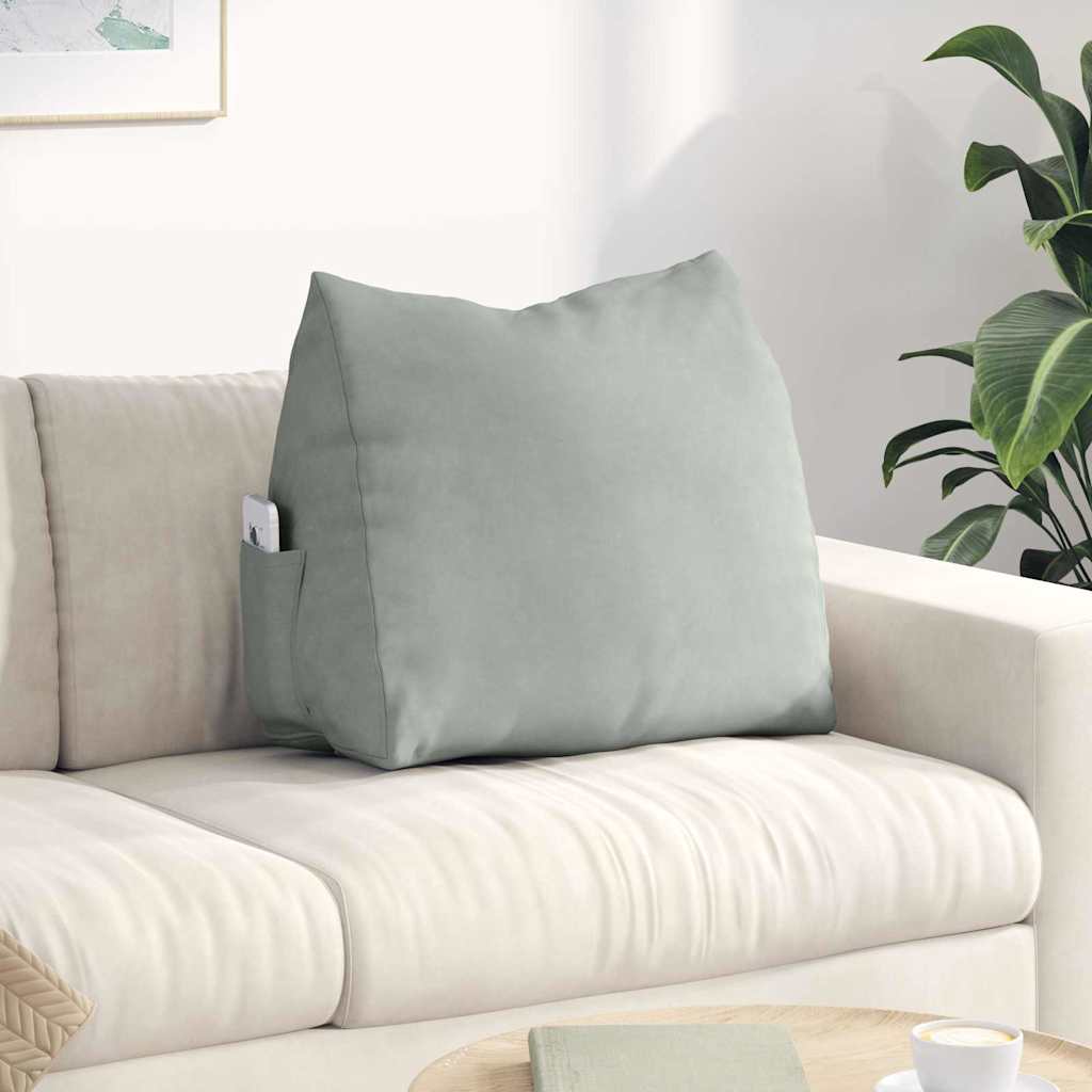 Polštář Na Záda Světle Šedá 60 X 20 X 50 Cm Žebrovaná Látka