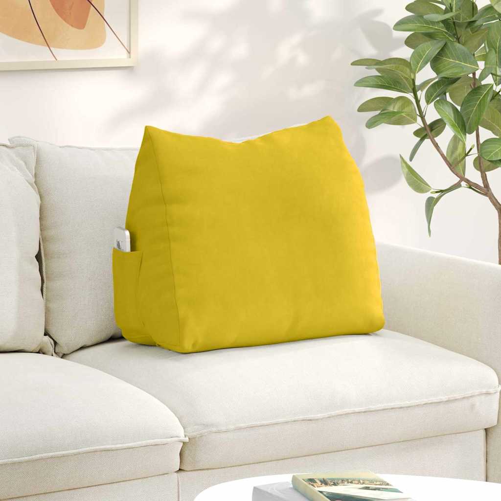 Polštář Na Záda Žlutá 60 X 20 X 50 Cm Žebrovaná Látka