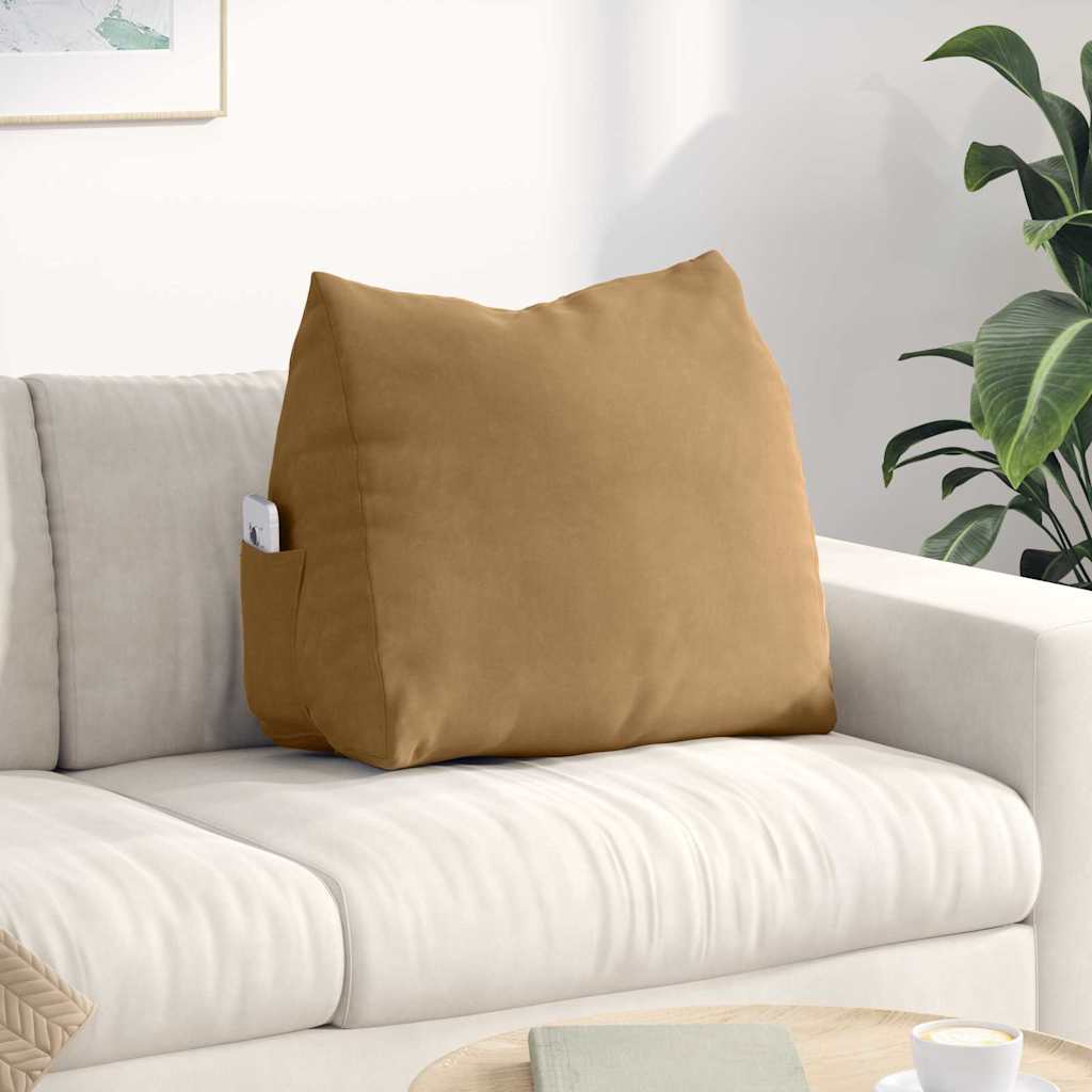 Polštář Na Záda Hnědá 60 X 20 X 50 Cm Žebrovaná Látka