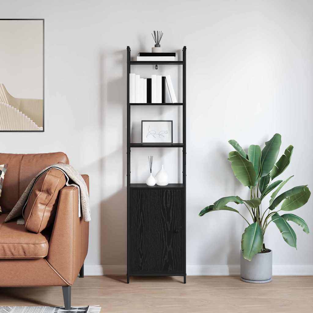 Knihovna 6 Úrovní 40 X 24 X 161 Cm Kompozitní Dřevo Černý Dub