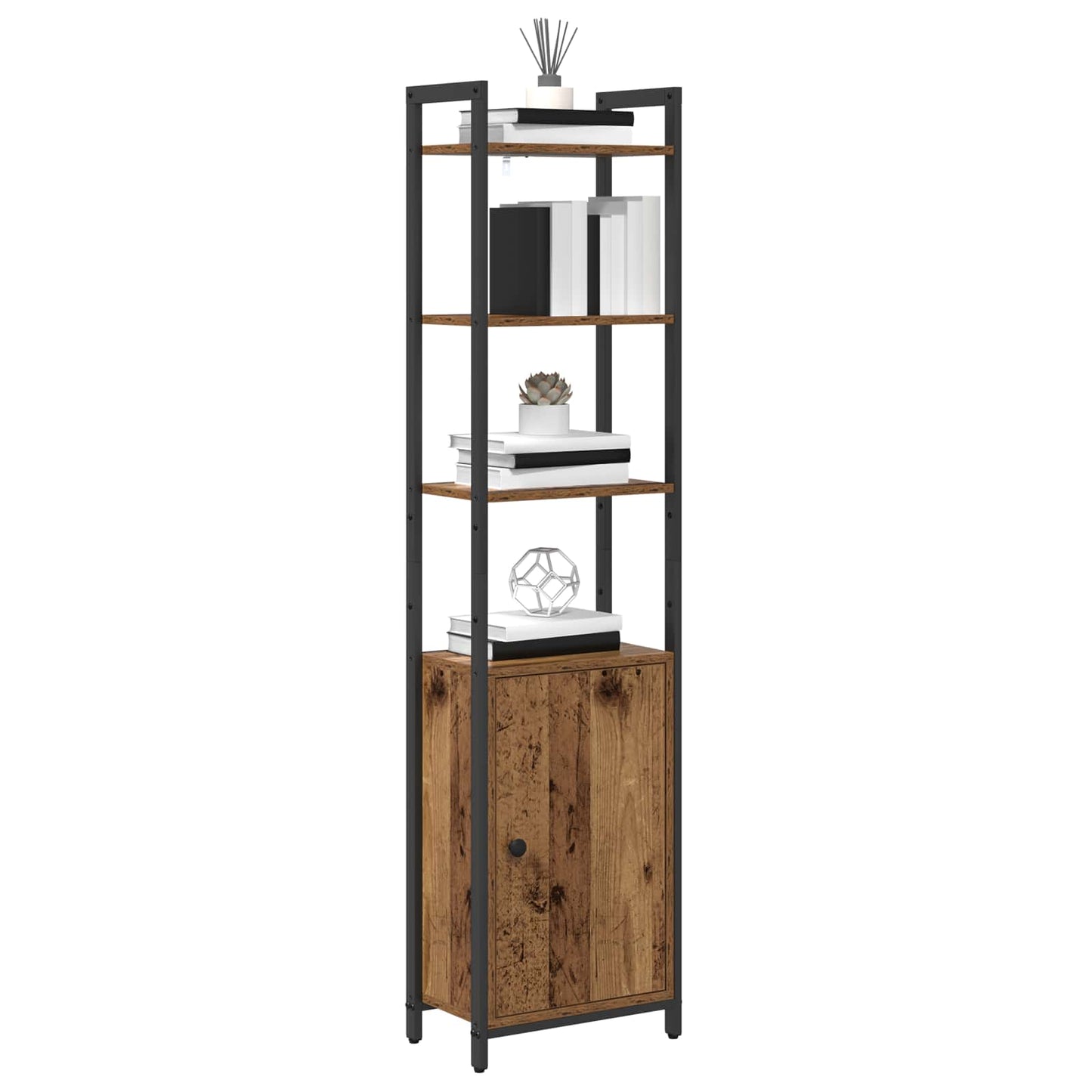 Knihovna 6 Úrovní 40 X 24 X 161 Cm Kompozitní Dřevo Staré Dřevo