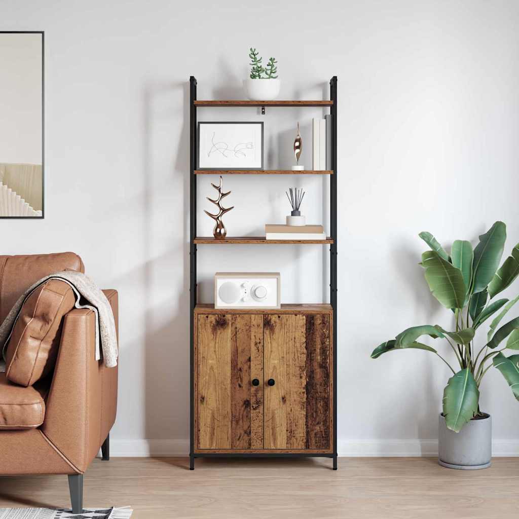 Knihovna 6 Úrovní 60 X 24 X 161 Cm Kompozitní Dřevo Staré Dřevo