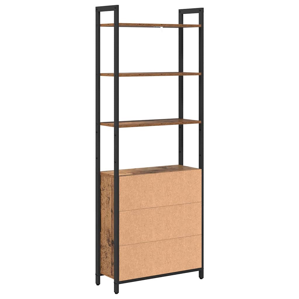Knihovna 6 Úrovní 60 X 24 X 161 Cm Kompozitní Dřevo Staré Dřevo