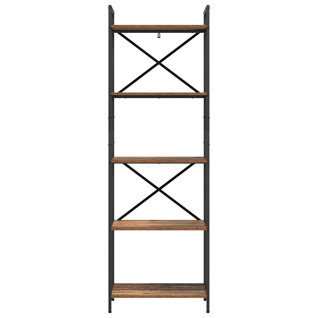 Knihovna 5 Úrovní 56 X 34 X 171 Cm Kompozitní Dřevo Staré Dřevo