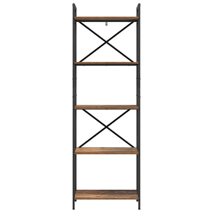 Knihovna 5 Úrovní 56 X 34 X 171 Cm Kompozitní Dřevo Staré Dřevo