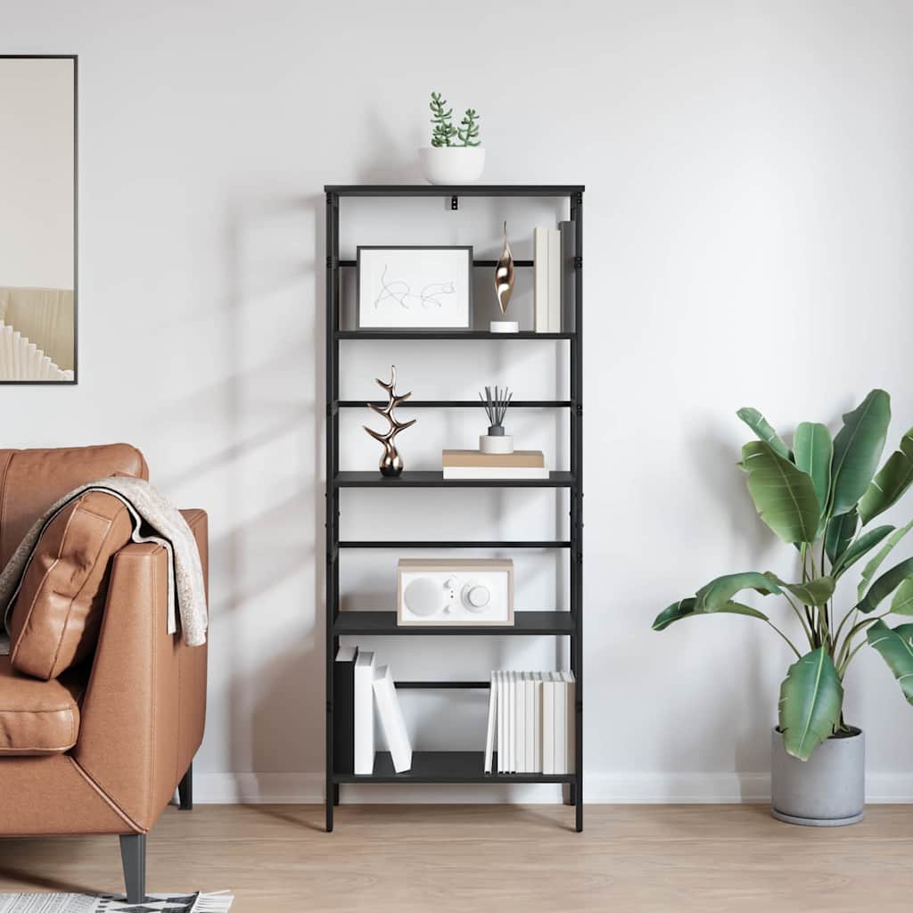 Knihovna 4 Úrovní 60 X 29,5 X 149 Cm Kompozitní Dřevo Černý Dub