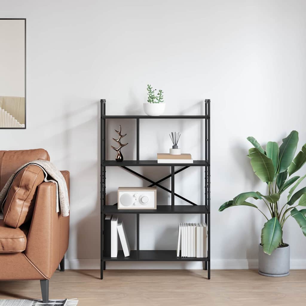Knihovna 7 Úrovní 75 X 30 X 123,5 Cm Kompozitní Dřevo Černý Dub