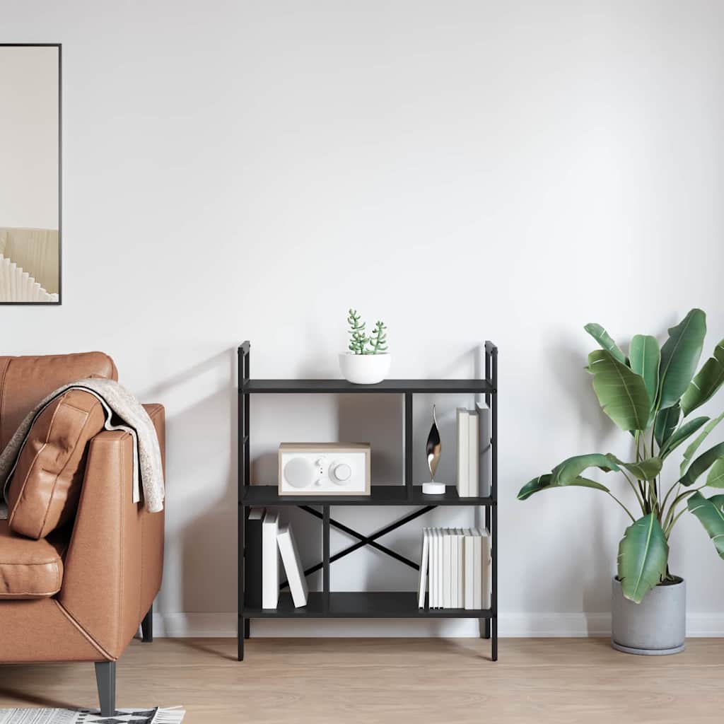 Knihovna 5 Úrovní 75 X 30 X 91 Cm Kompozitní Dřevo Černý Dub