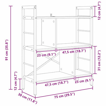 Knihovna 5 Úrovní 75 X 30 X 91 Cm Kompozitní Dřevo Staré Dřevo