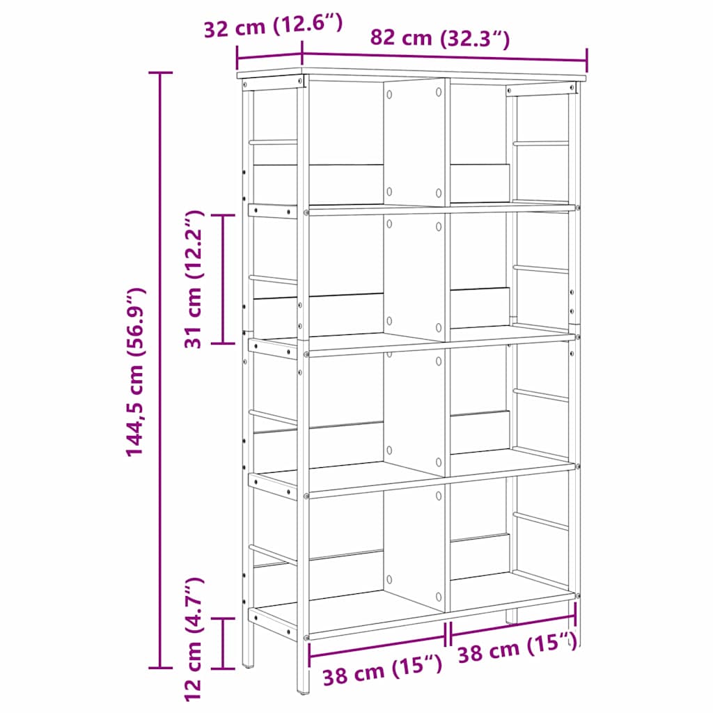 Knihovna 8 Úrovní 82 X 32 X 144,5 Cm Kompozitní Dřevo