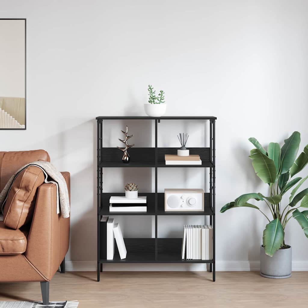 Knihovna 6 Úrovní 82 X 32 X 112 Cm Kompozitní Dřevo Černý Dub