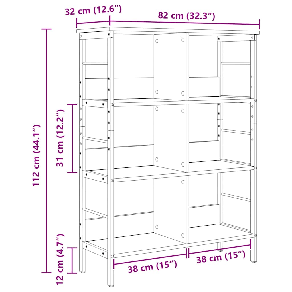 Knihovna 6 Úrovní 82 X 32 X 112 Cm Kompozitní Dřevo Kouřový Dub