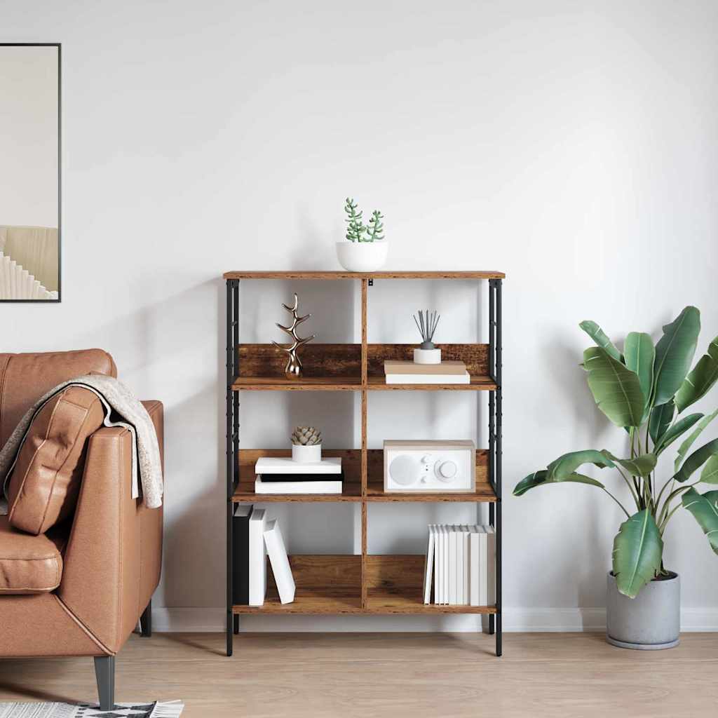 Knihovna 6 Úrovní 82 X 32 X 112 Cm Kompozitní Dřevo Staré Dřevo