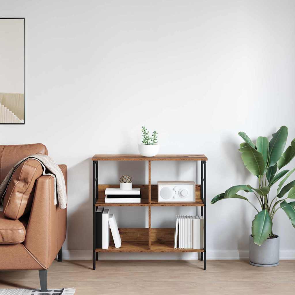 Knihovna 4 Úrovní 82 X 32 X 79 Cm Kompozitní Dřevo Staré Dřevo