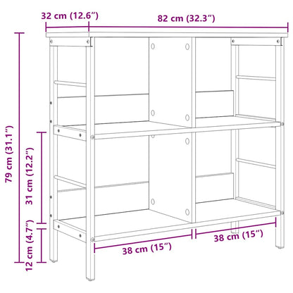 Knihovna 4 Úrovní 82 X 32 X 79 Cm Kompozitní Dřevo Staré Dřevo