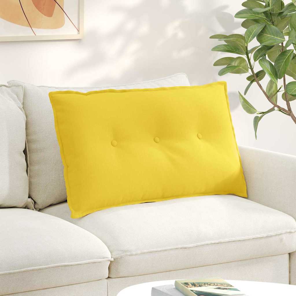 Polštář Na Záda Světlá Žlutá 80 X 19 X 50 Cm Textil