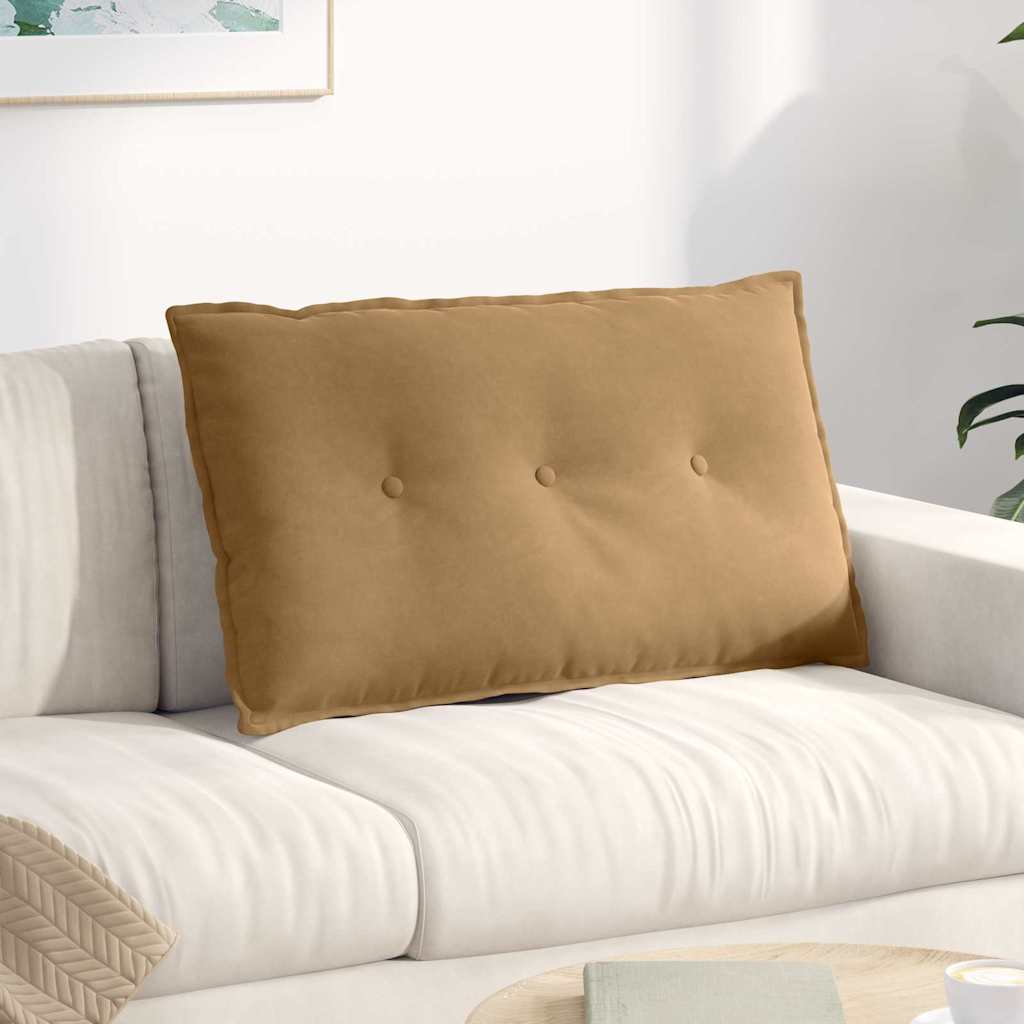 Polštář Na Záda Hnědá 80 X 50 Cm Žebrovaná Látka