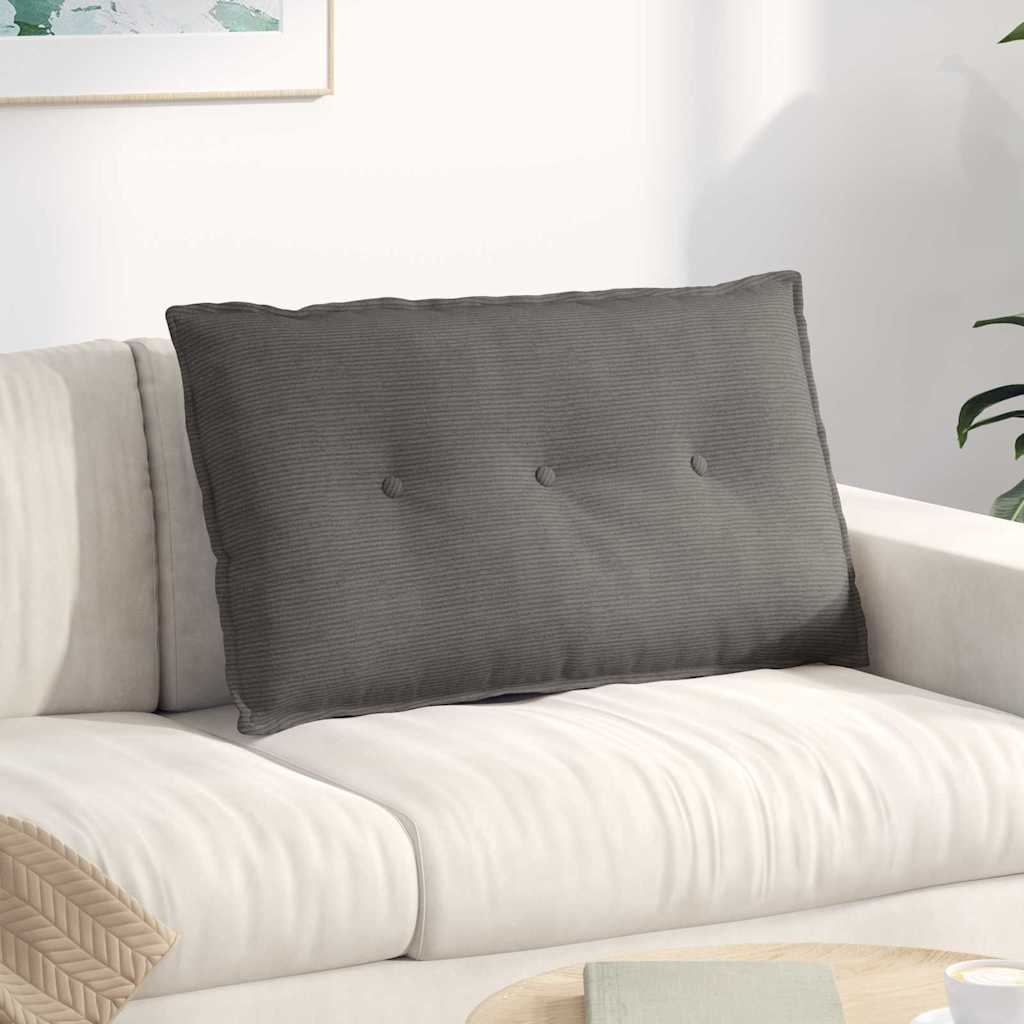 Polštář Na Záda Světle Šedá 80 X 50 Cm Žebrovaná Látka