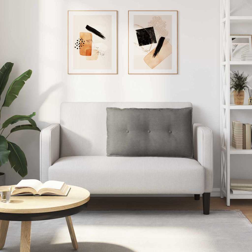 Polštář Na Záda Světle Šedá 80 X 50 Cm Žebrovaná Látka
