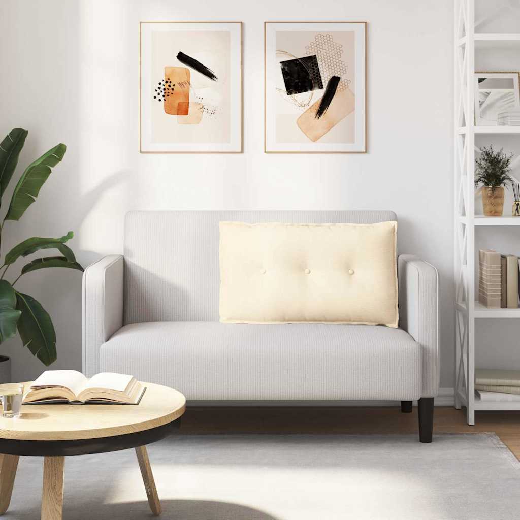 Polštář Na Záda Krémová 80 X 50 Cm Žebrovaná Látka