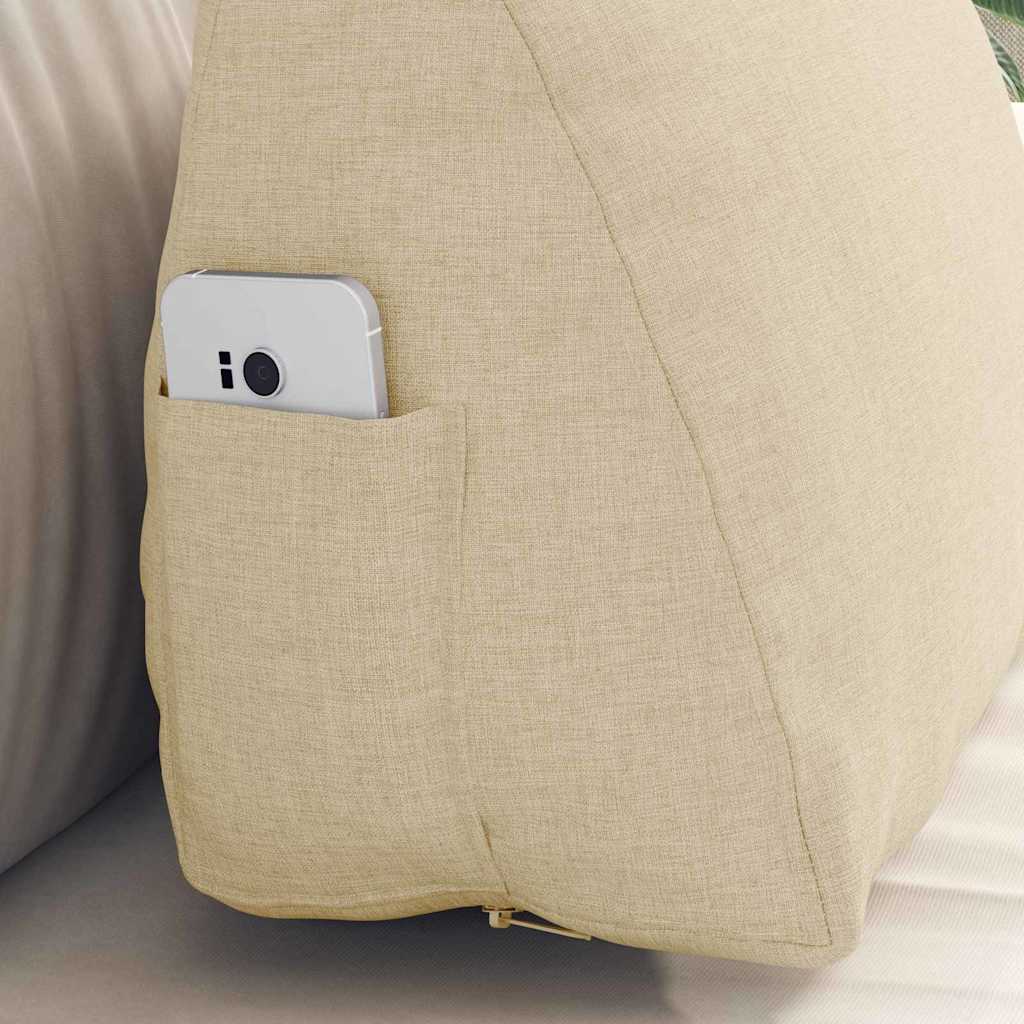 Polštář Na Záda Krémová 45 X 20 X 35 Cm Textil