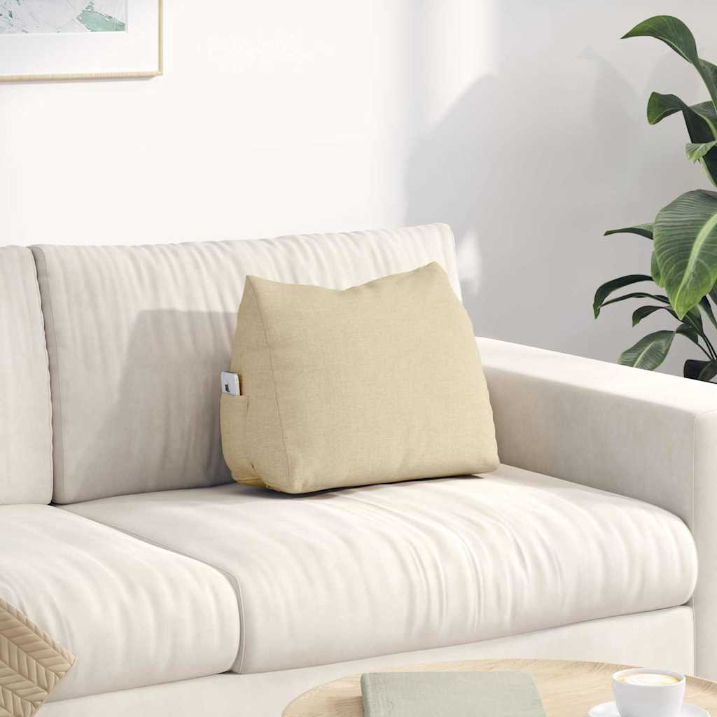 Polštář Na Záda Krémová 45 X 20 X 35 Cm Textil
