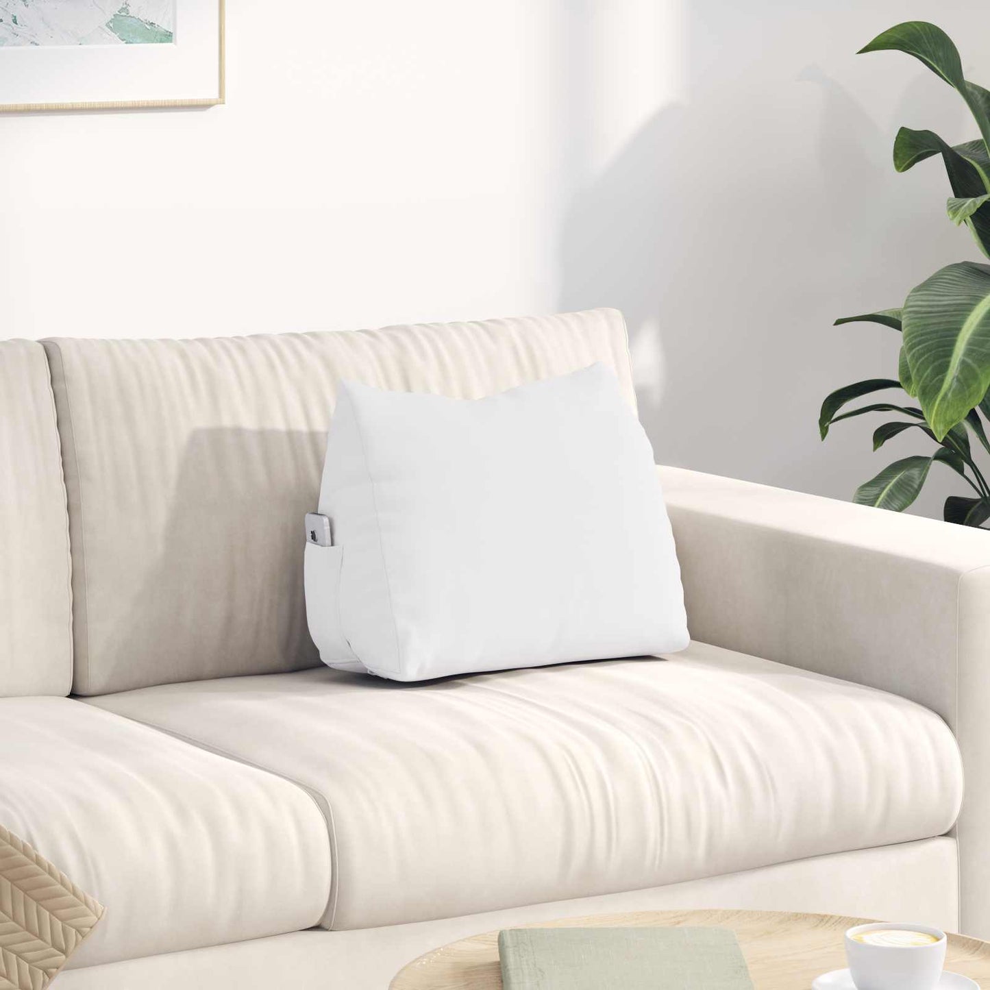 Polštář Na Záda Bílá 45 X 20 X 35 Cm Textil