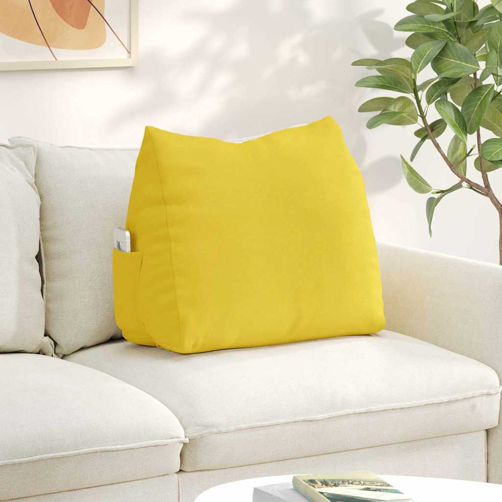 Polštář Na Záda Světlá Žlutá 60 X 20 X 50 Cm Textil