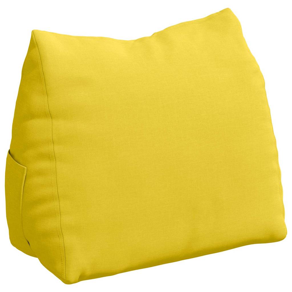 Polštář Na Záda Světlá Žlutá 60 X 20 X 50 Cm Textil
