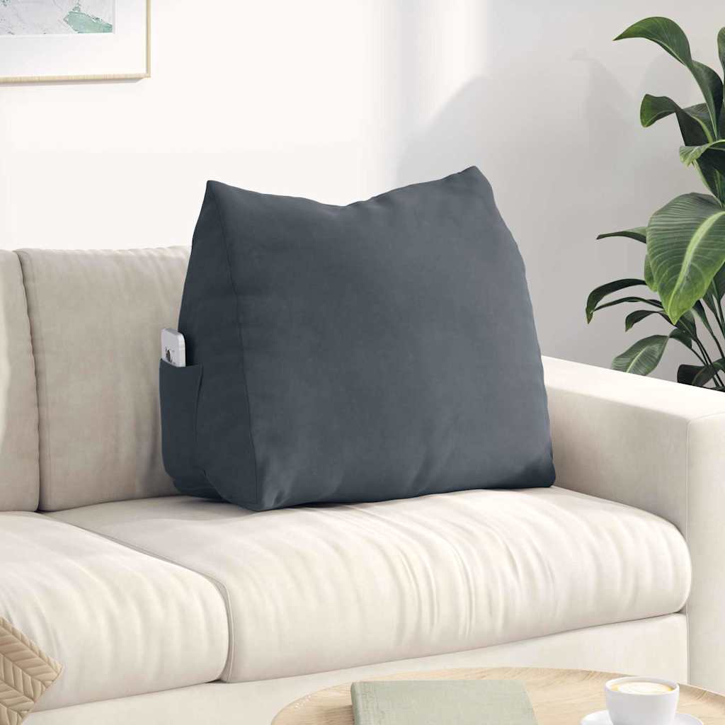 Polštář Na Záda Tmavě Šedá 60 X 20 X 50 Cm Žebrovaná Látka