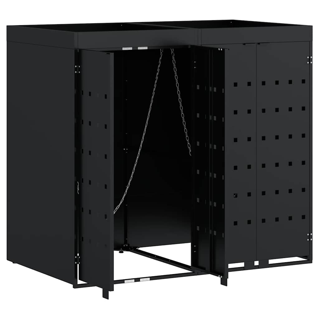 Úložný Box Na 2 Popelnice Černá 136 X 77,5 X 121,5 Cm