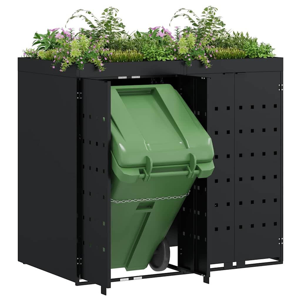 Úložný Box Na 2 Popelnice Černá 136 X 77,5 X 121,5 Cm