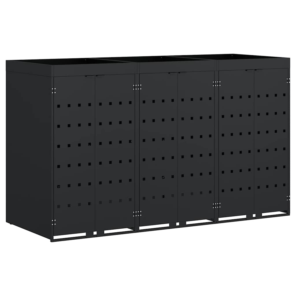 Úložný Box Na 3 Popelnice Černá 204 X 77,5 X 121,5 Cm