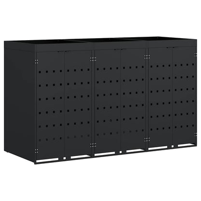 Úložný Box Na 3 Popelnice Černá 204 X 77,5 X 121,5 Cm