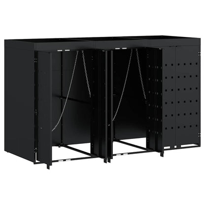 Úložný Box Na 3 Popelnice Černá 204 X 77,5 X 121,5 Cm