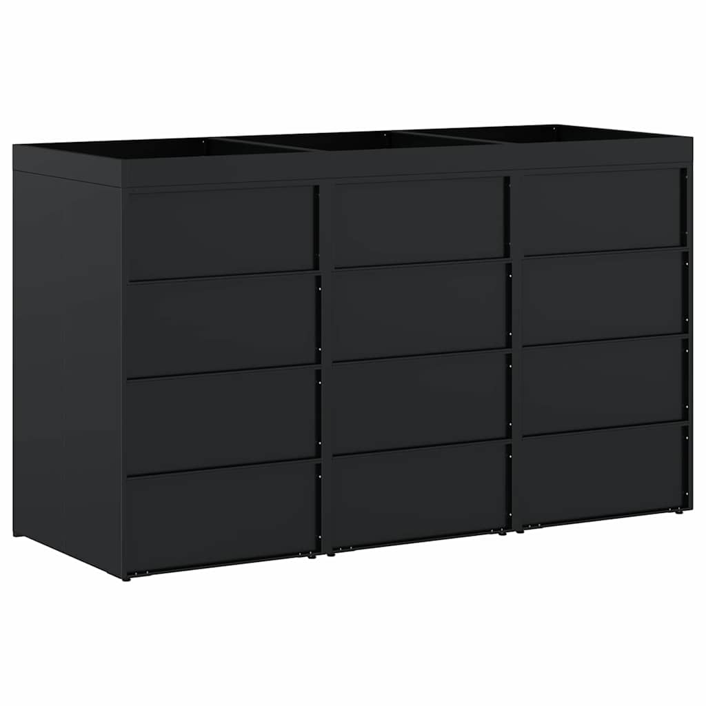 Úložný Box Na 3 Popelnice Černá 204 X 77,5 X 121,5 Cm