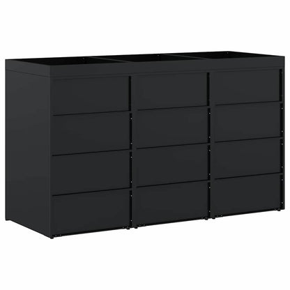Úložný Box Na 3 Popelnice Černá 204 X 77,5 X 121,5 Cm