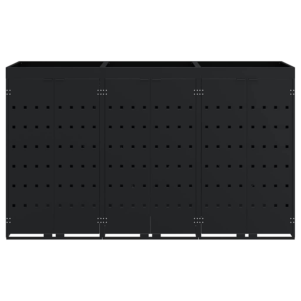 Úložný Box Na 3 Popelnice Černá 204 X 77,5 X 121,5 Cm