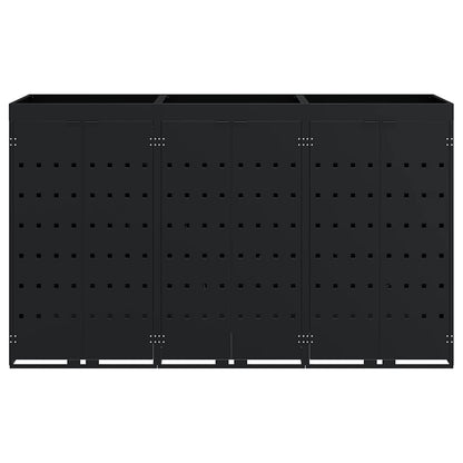 Úložný Box Na 3 Popelnice Černá 204 X 77,5 X 121,5 Cm