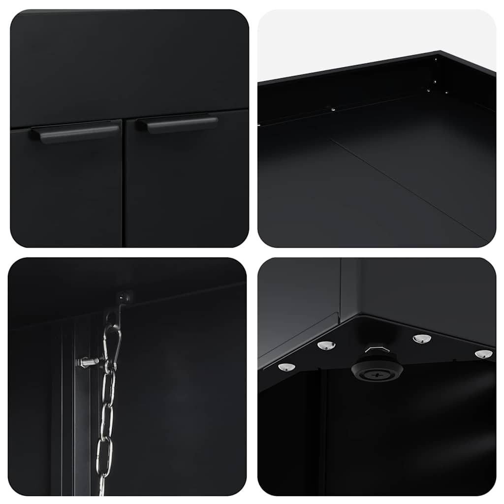 Úložný Box Na 4 Popelnice Černá 272 X 77,5 X 121,5 Cm