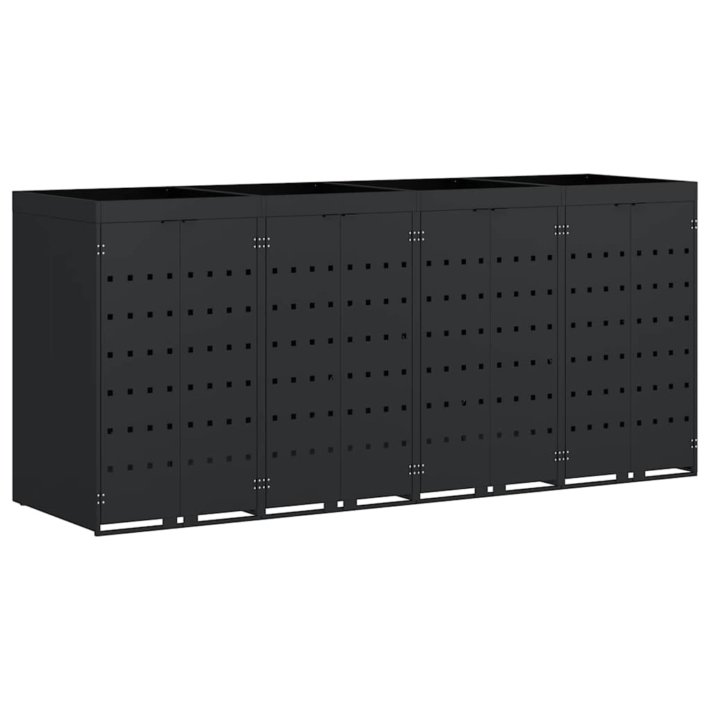Úložný Box Na 4 Popelnice Černá 272 X 77,5 X 121,5 Cm