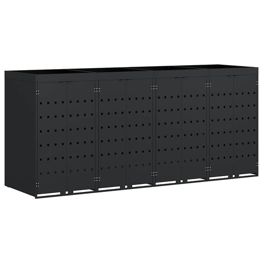 Úložný Box Na 4 Popelnice Černá 272 X 77,5 X 121,5 Cm