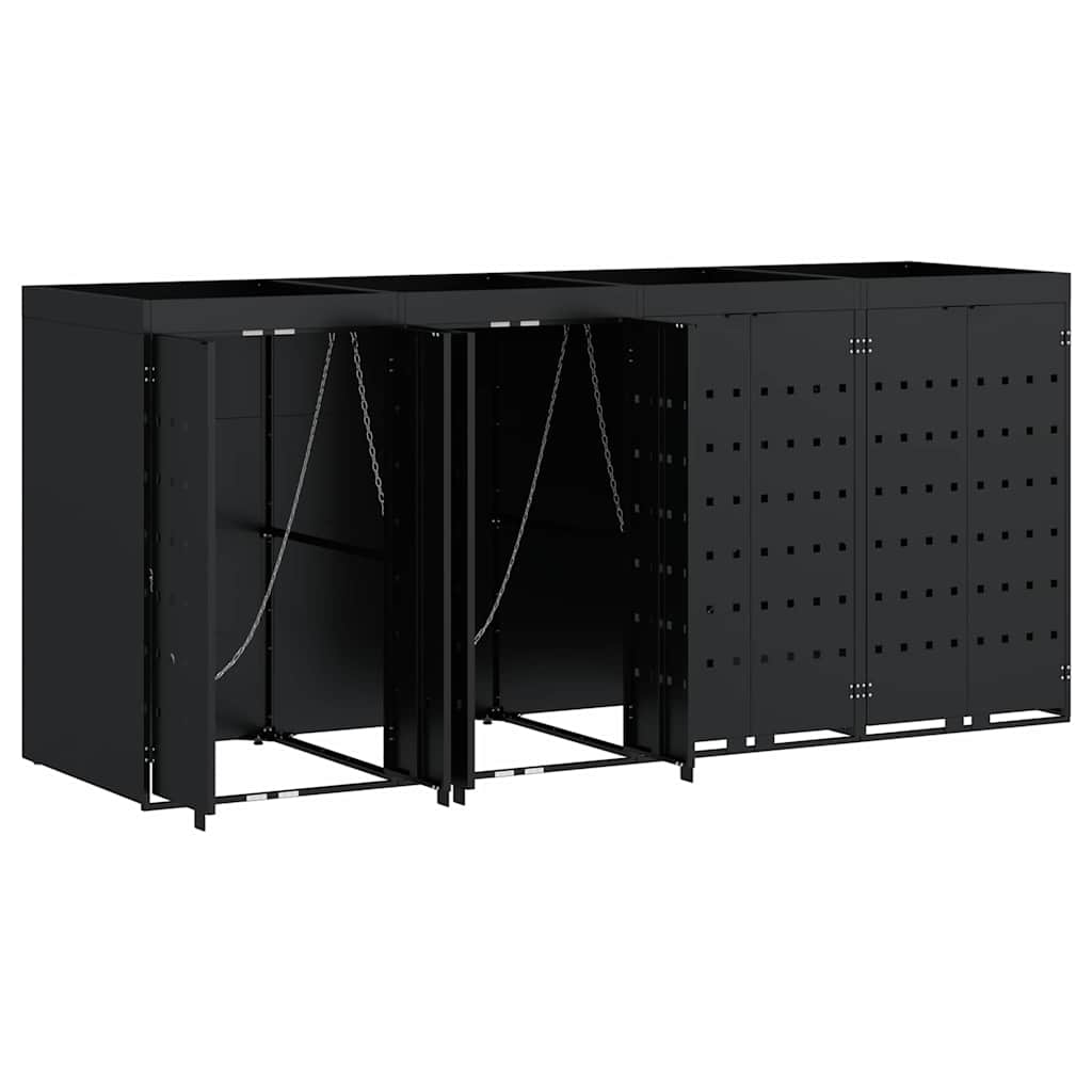 Úložný Box Na 4 Popelnice Černá 272 X 77,5 X 121,5 Cm