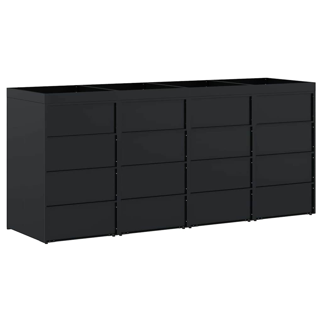 Úložný Box Na 4 Popelnice Černá 272 X 77,5 X 121,5 Cm