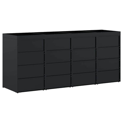 Úložný Box Na 4 Popelnice Černá 272 X 77,5 X 121,5 Cm
