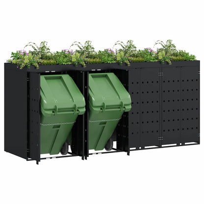 Úložný Box Na 4 Popelnice Černá 272 X 77,5 X 121,5 Cm