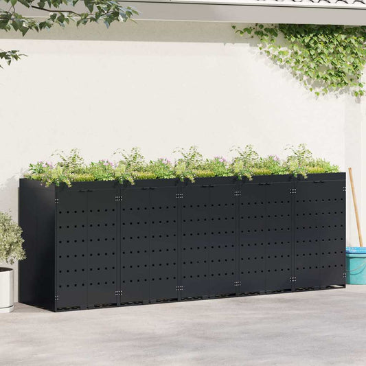 Úložný Box Na 5 Popelnic Černá 340 X 77,5 X 121,5 Cm