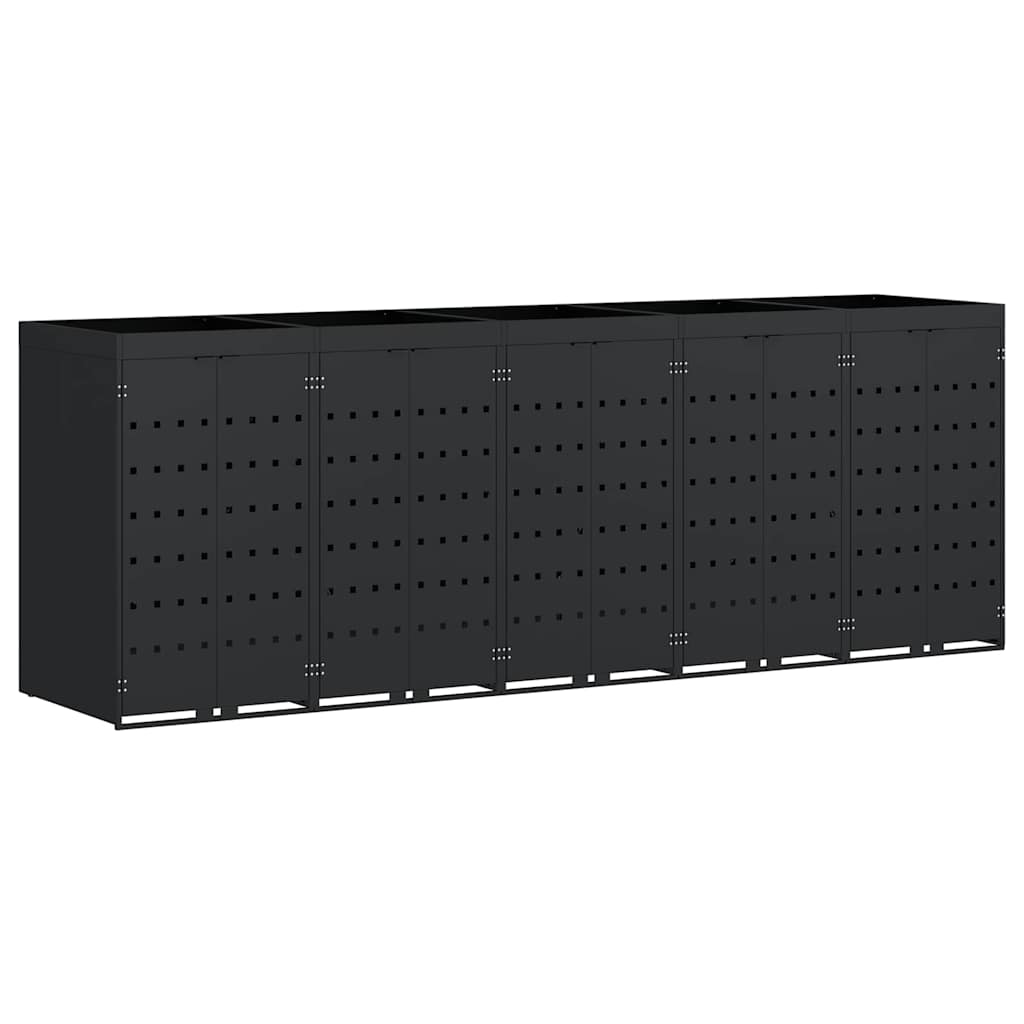 Úložný Box Na 5 Popelnic Černá 340 X 77,5 X 121,5 Cm