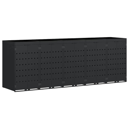 Úložný Box Na 5 Popelnic Černá 340 X 77,5 X 121,5 Cm