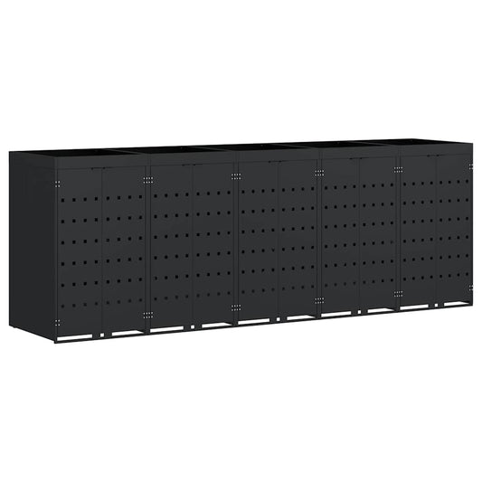 Úložný Box Na 5 Popelnic Černá 340 X 77,5 X 121,5 Cm